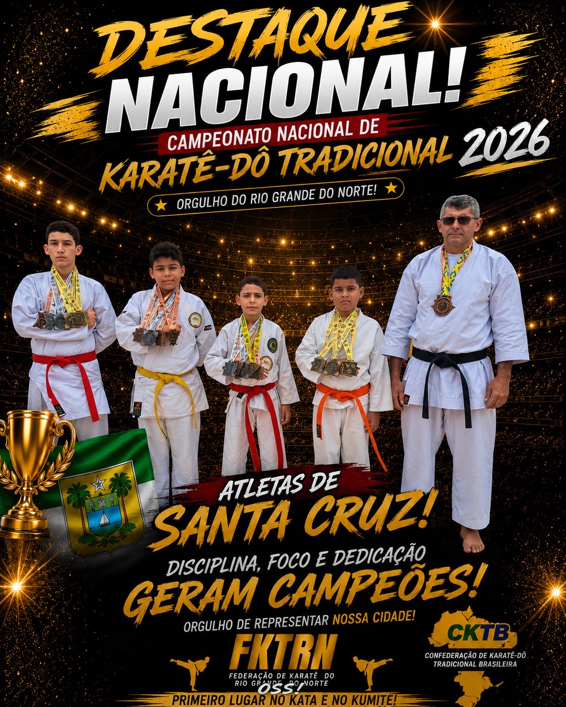 Atletas de Santa Cruz conquistam medalhas no Campeonato Brasileiro de Karatê e garantem vaga para o Mundial nos Estados Unidos
