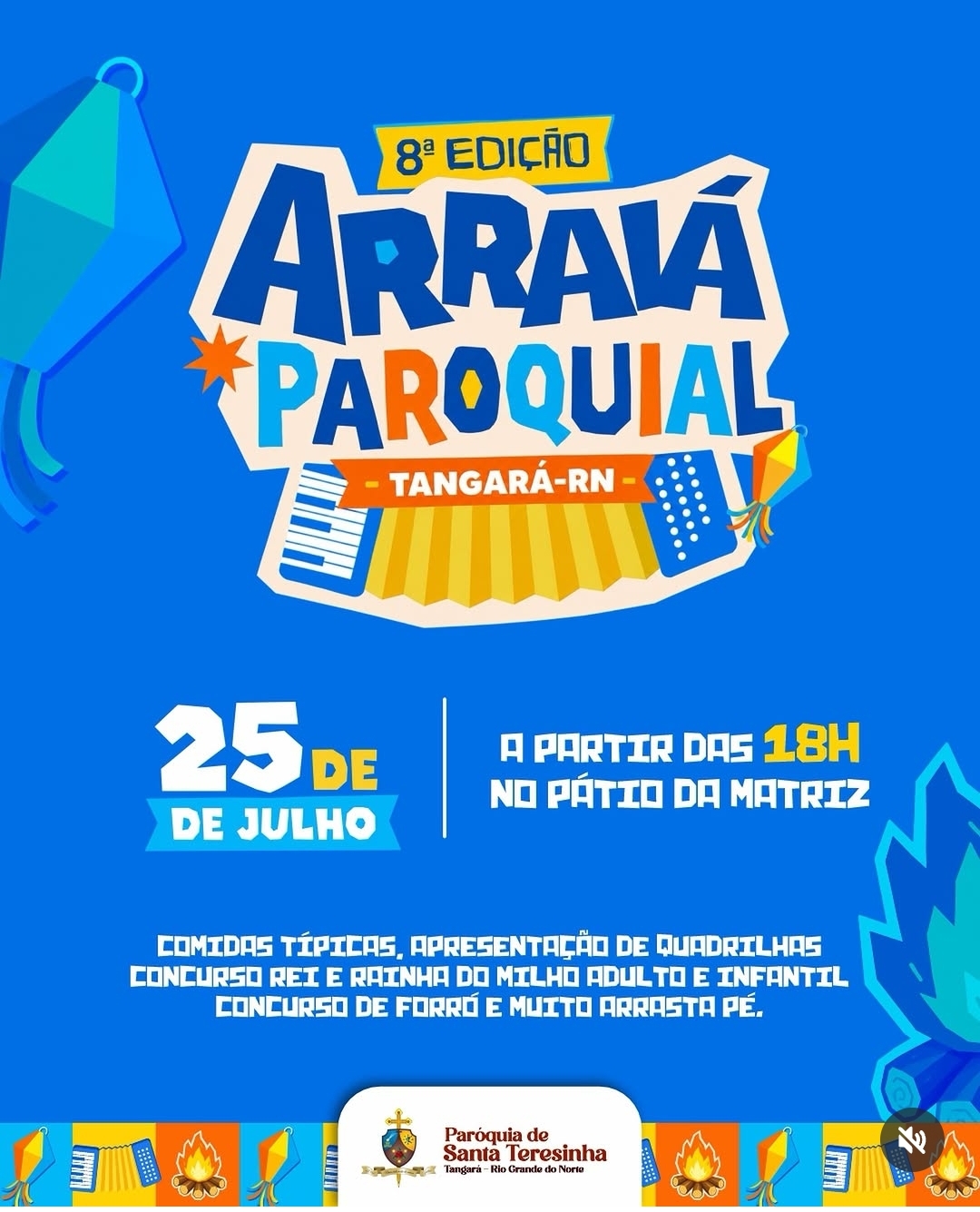 Arraiá paróquial acontece dia 25 de Julho em Tangará